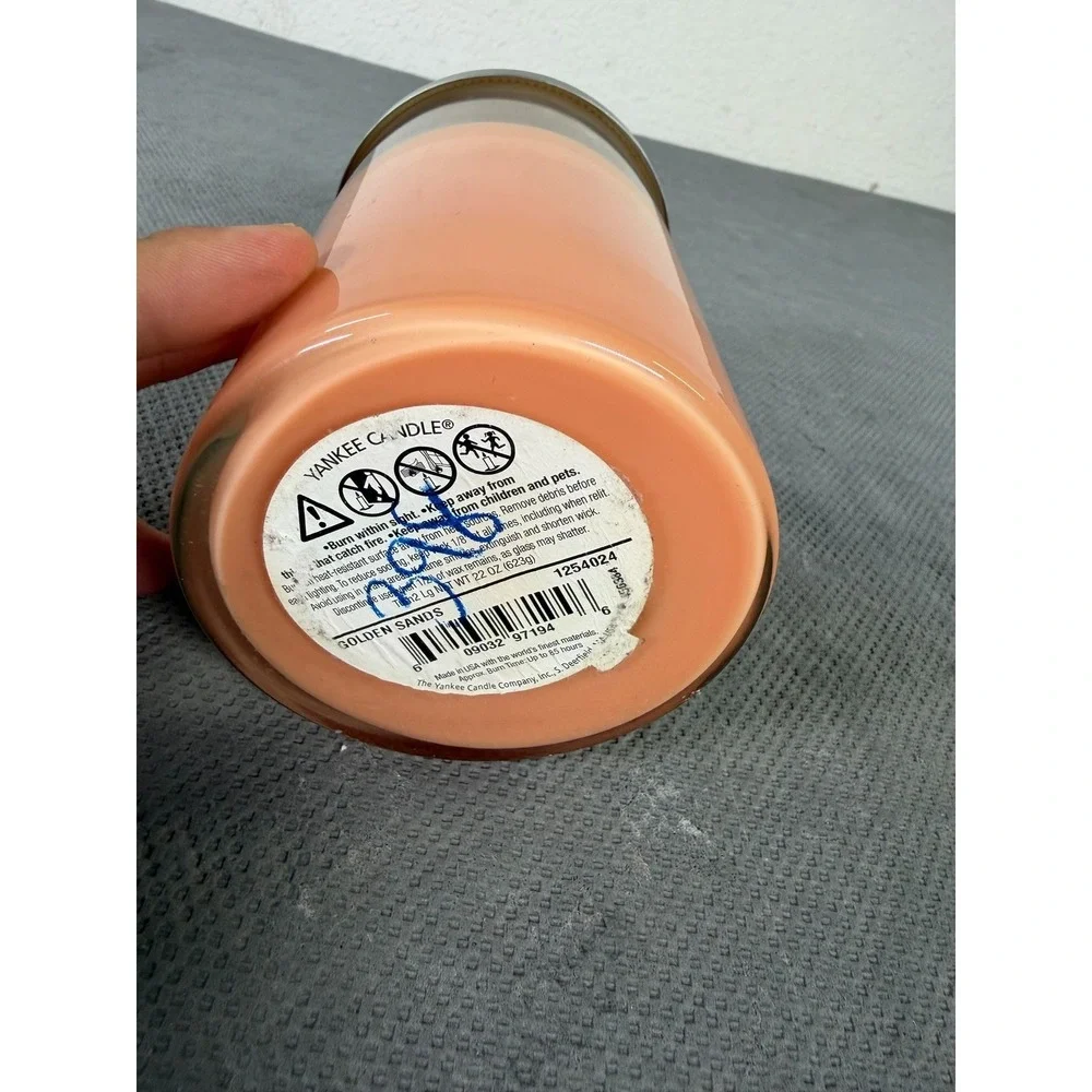 Yankee Candle Golden Sands 22 oz Large 2 Wick Tumbler Candle Peach Glass Jar